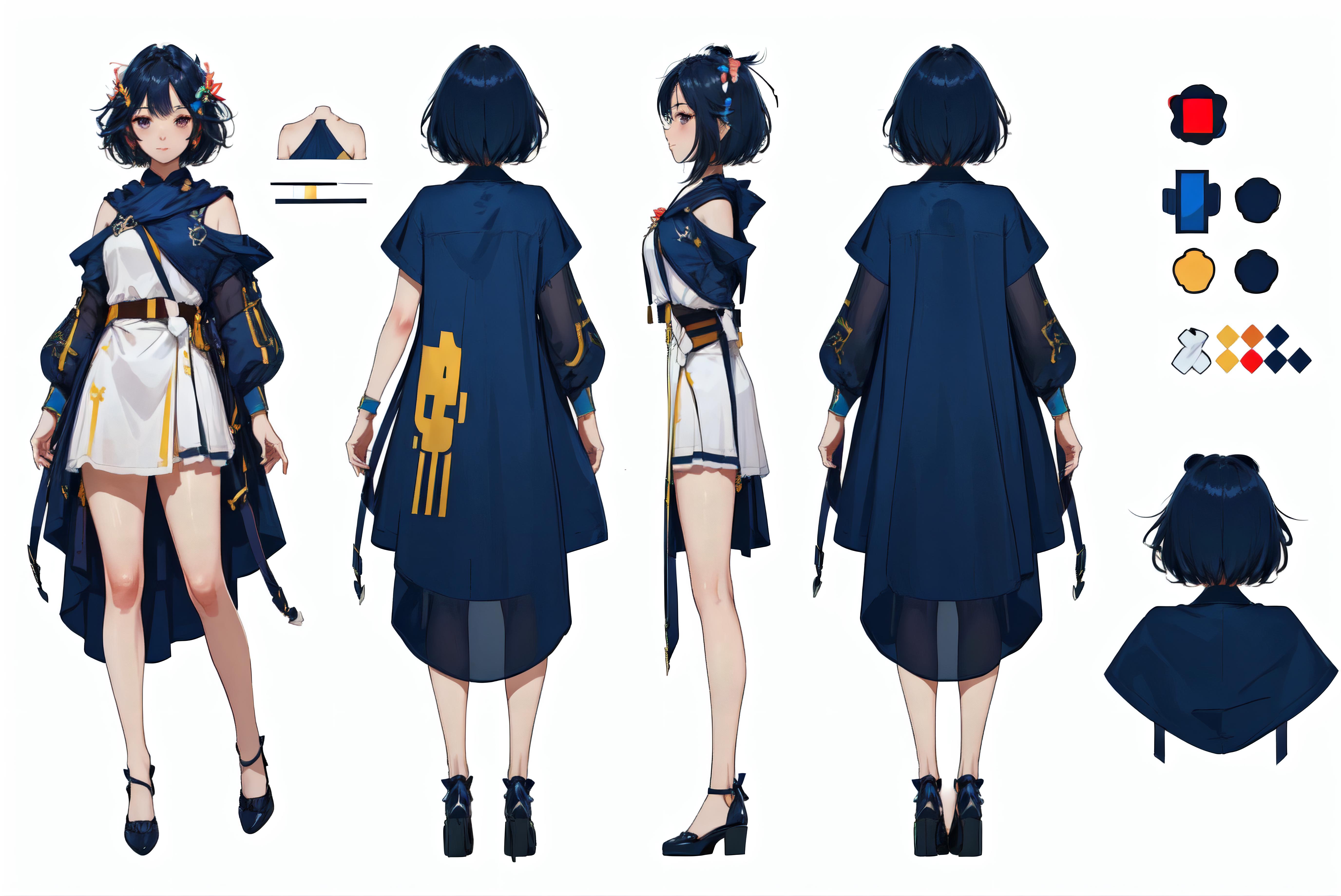 Make a character reference sheet in anime style by Glassyclassy | Fiverr